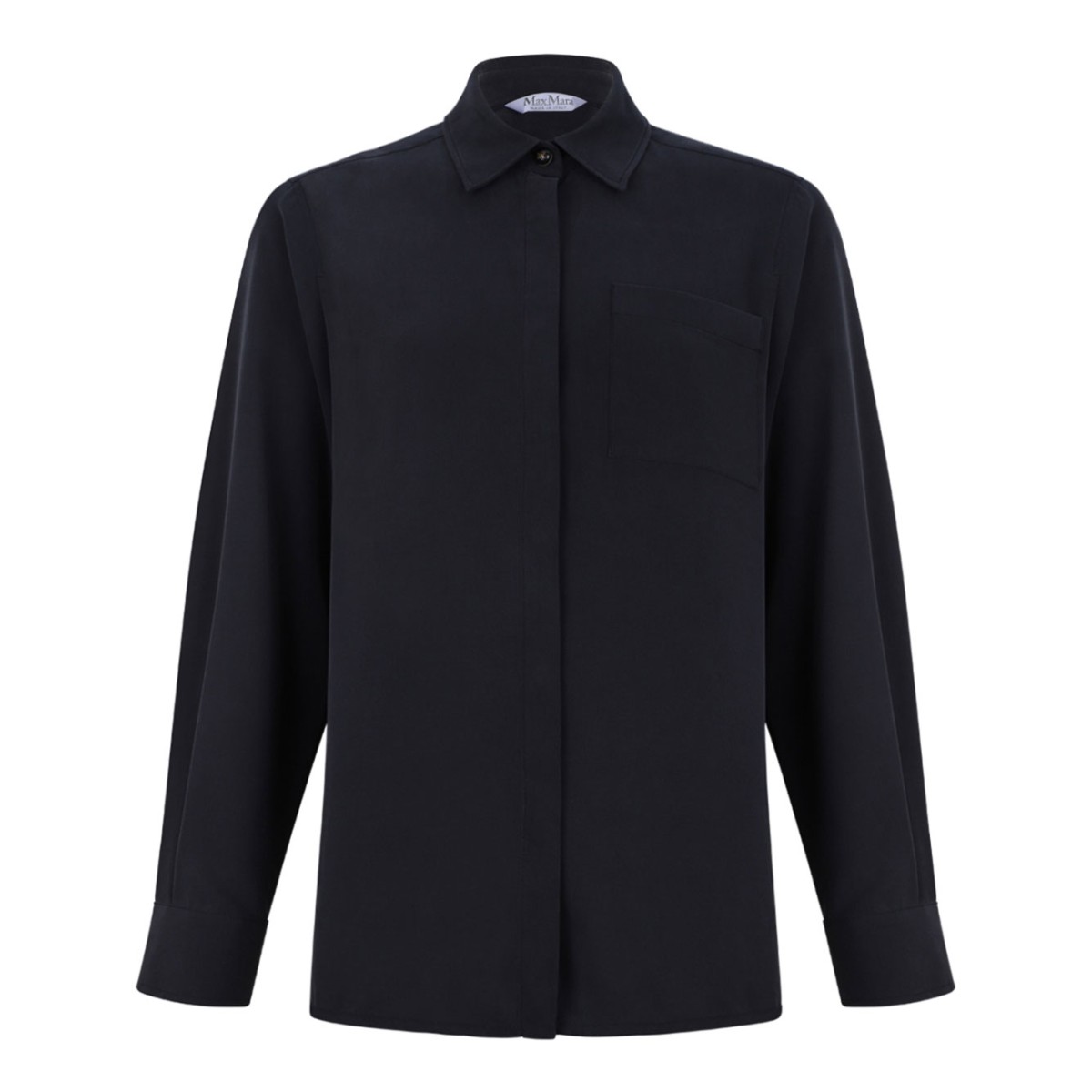 Navy Blue Silk Canvas Shirt