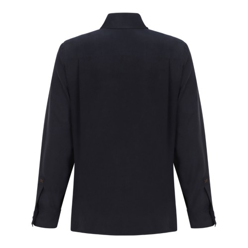 Navy Blue Silk Canvas Shirt 2