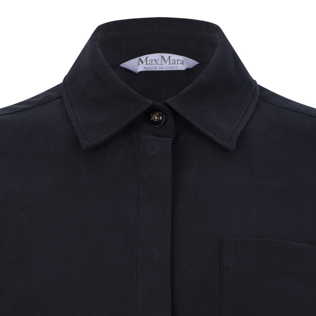 Navy Blue Silk Canvas Shirt
