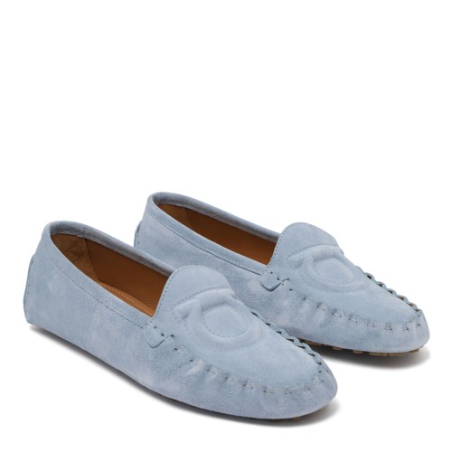 Light Blue Suede Driving Loafers
