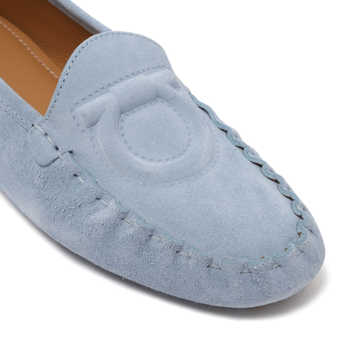 Light Blue Suede Driving Loafers
