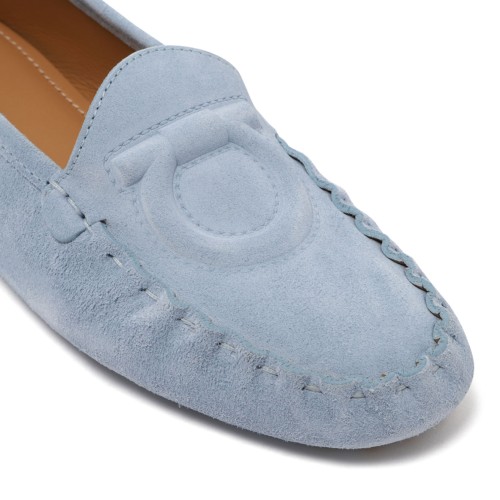 Light Blue Suede Driving Loafers