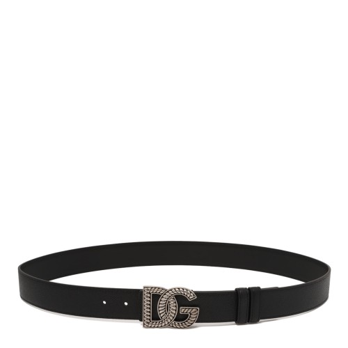 Black Alpine Print Calfskin Belt