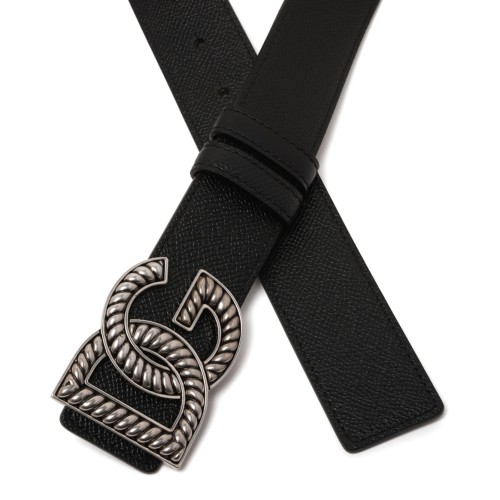 Black Alpine Print Calfskin Belt 2