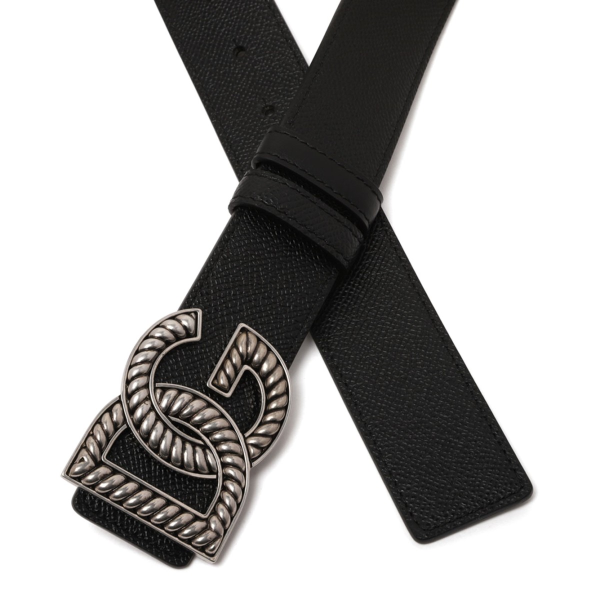 Black Alpine Print Calfskin Belt