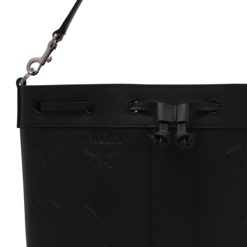 Black Leather Bucket Bag