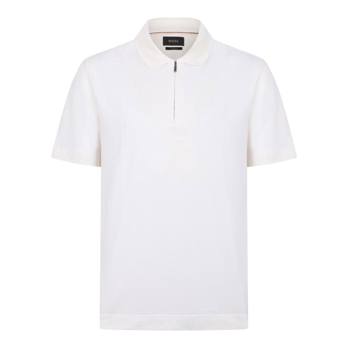 Natural Zip-Neck Polo Shirt In Cotton And Silk