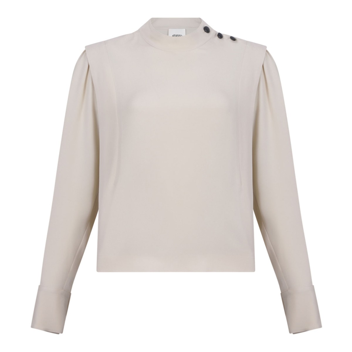 Ecru Felissa Long-Sleeved Flowing Crepe Top