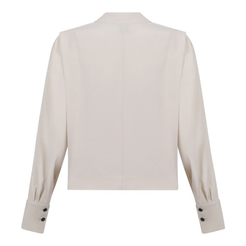 Ecru Felissa Long-Sleeved Flowing Crepe Top 2