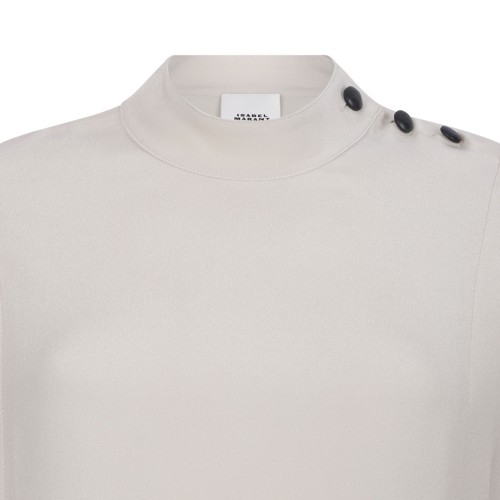 Ecru Felissa Long-Sleeved Flowing Crepe Top