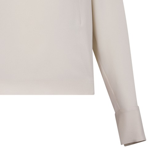 Ecru Felissa Long-Sleeved Flowing Crepe Top