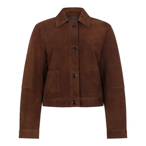 Chocolate Boxy Suede Jacket