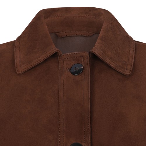 Chocolate Boxy Suede Jacket