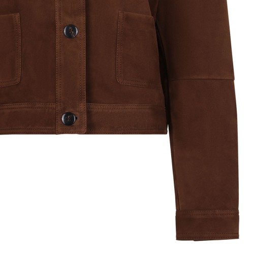 Chocolate Boxy Suede Jacket