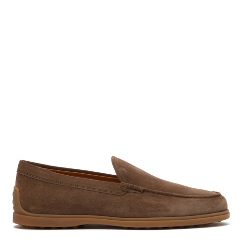 Brown Slipper Loafers In Suede