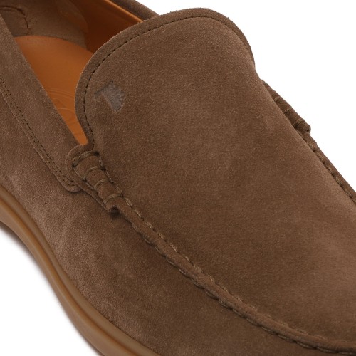 Brown Slipper Loafers In Suede