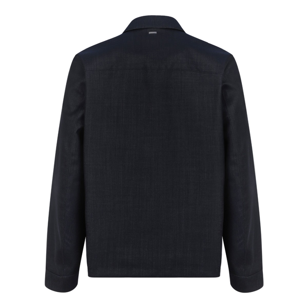 Dark Blue Zip-Up Jacket In Technical Fabric