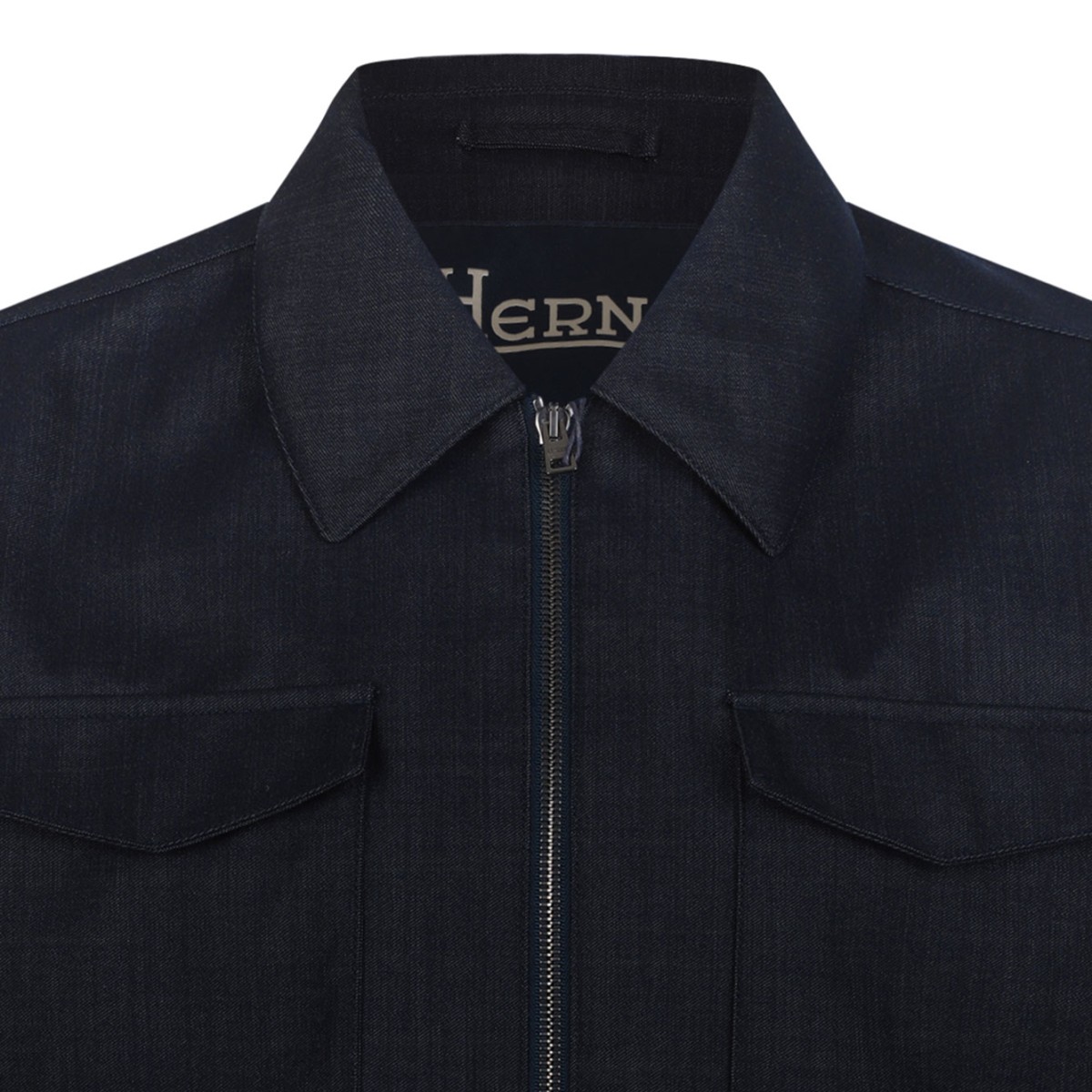 Dark Blue Zip-Up Jacket In Technical Fabric
