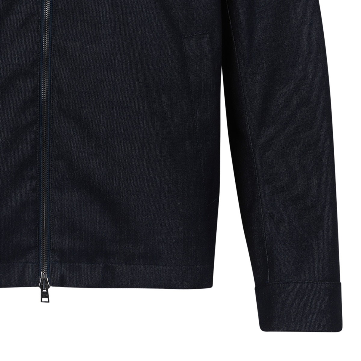Dark Blue Zip-Up Jacket In Technical Fabric