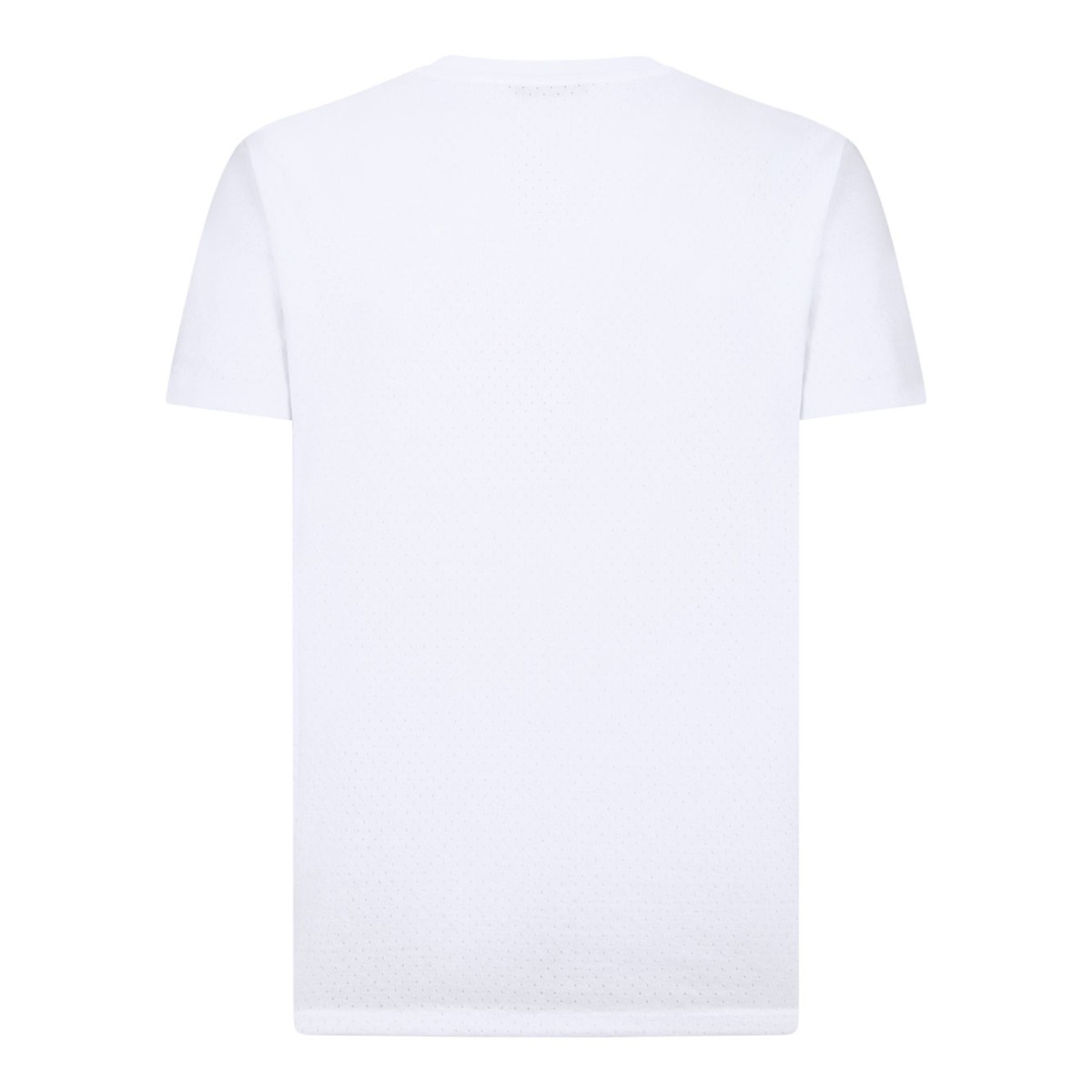 White Perforated Rib SS Crew Neck T-Shirt