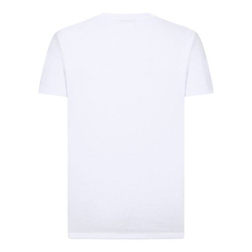 White Perforated Rib SS Crew Neck T-Shirt