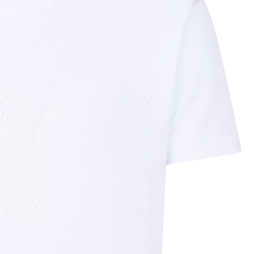 White Perforated Rib SS Crew Neck T-Shirt