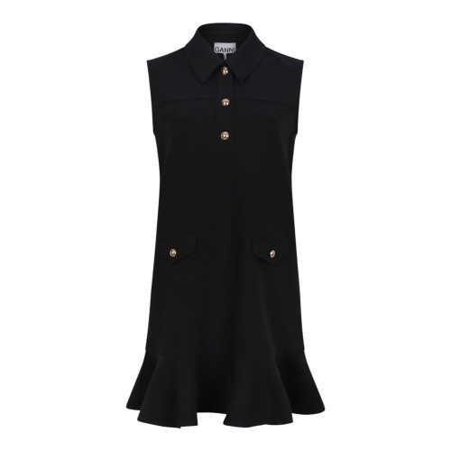 Black Twill Suiting Mini Dress
