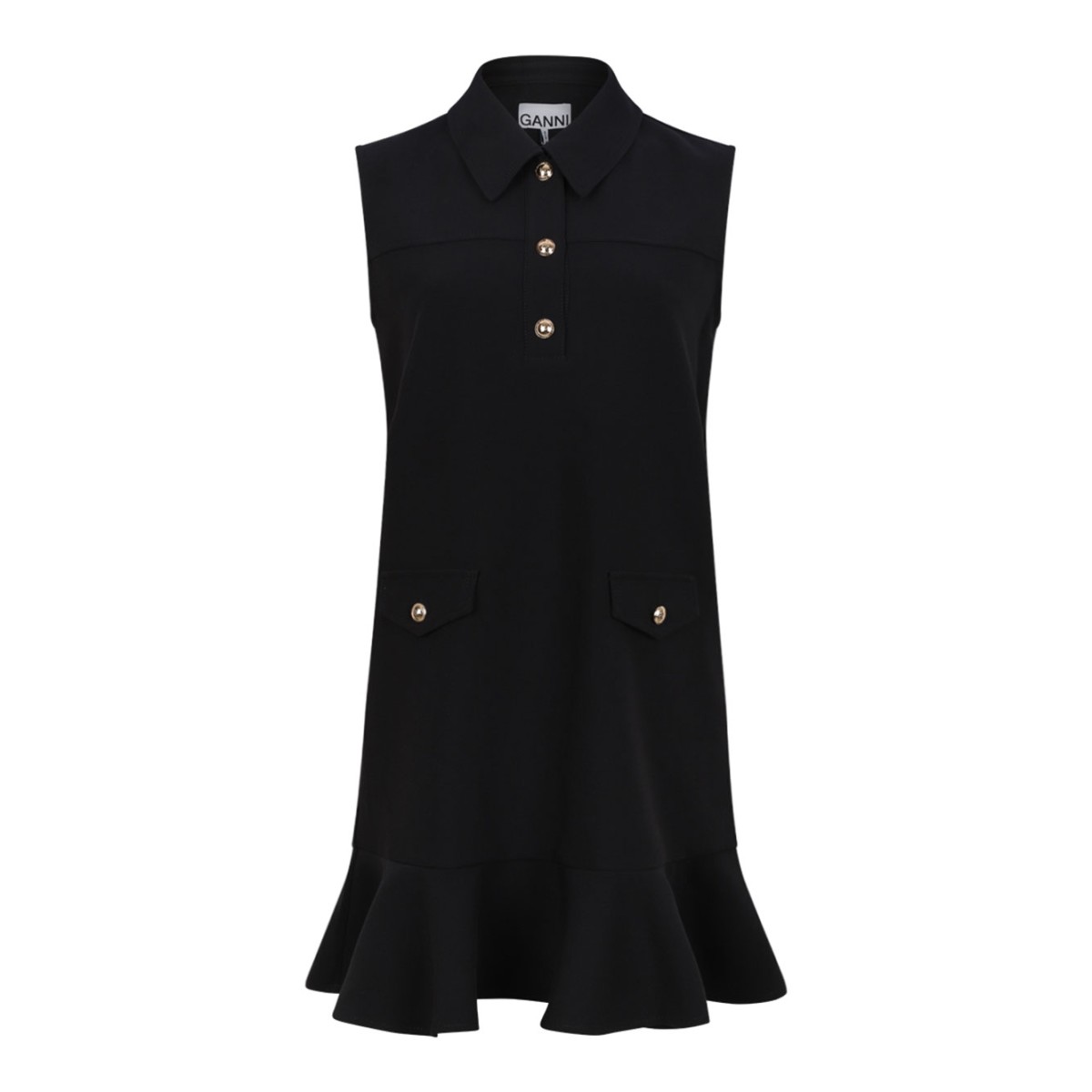 Black Twill Suiting Mini Dress