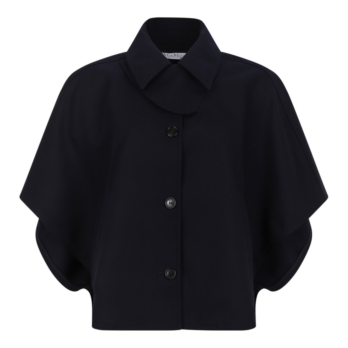 Navy Blue Drip-Proof Gabardine Hood Box Crop Cape