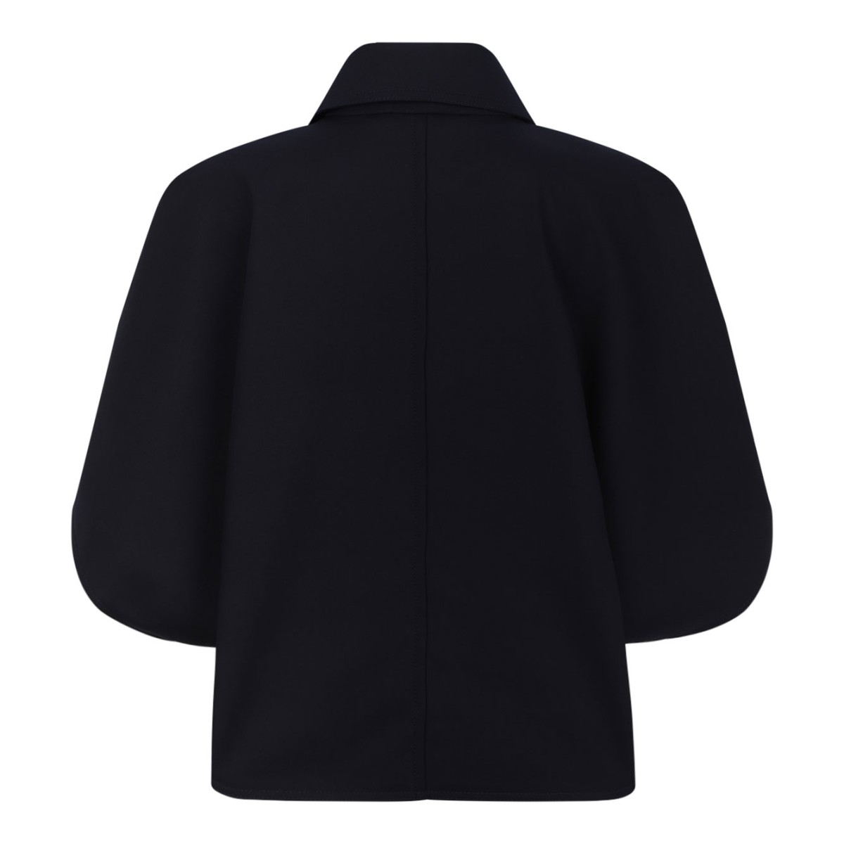 Navy Blue Drip-Proof Gabardine Hood Box Crop Cape