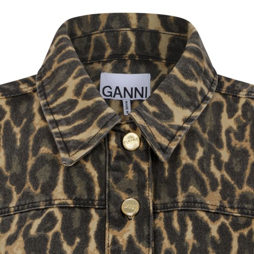 Khaki Leopard Print Denim Dress