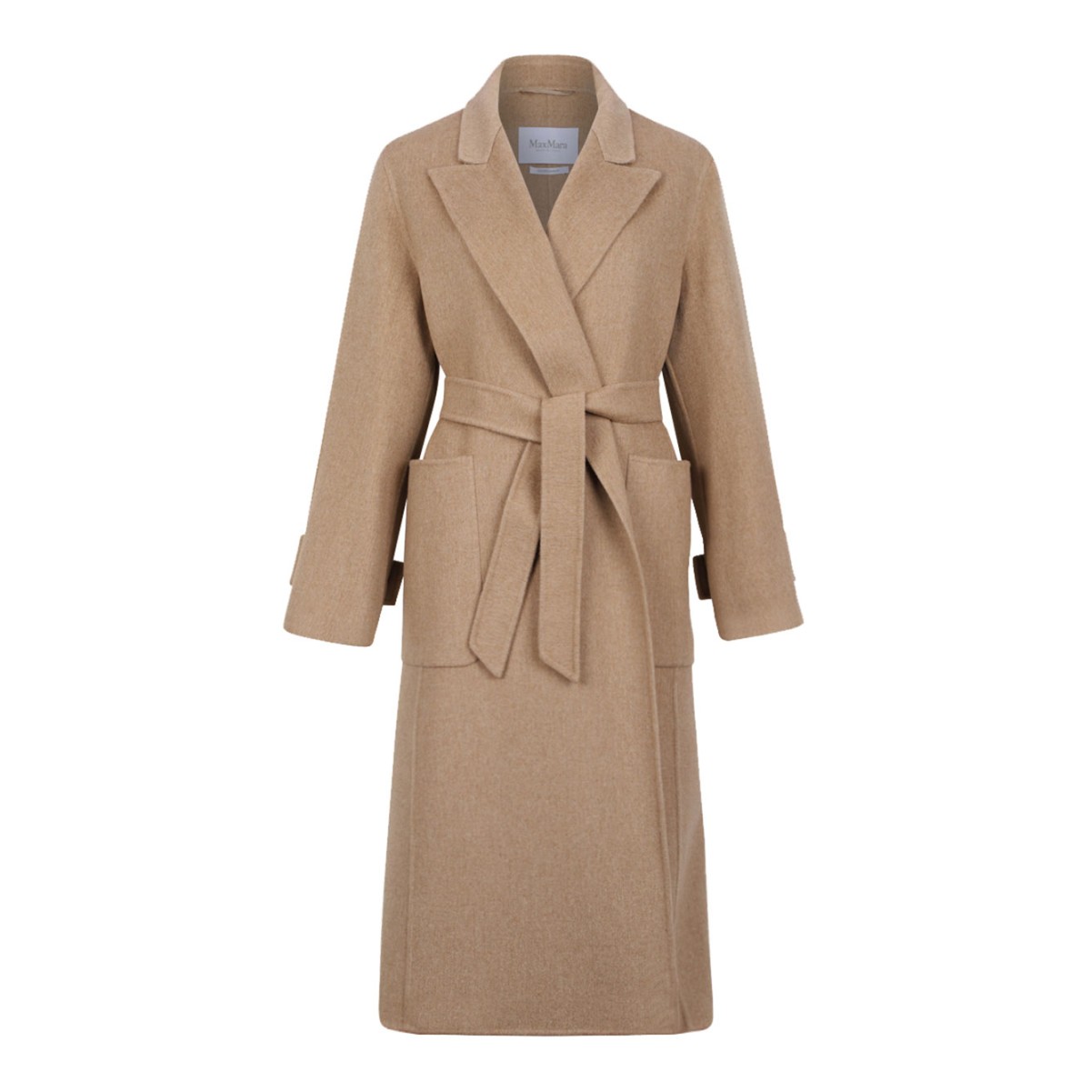 Belted Wool Coat In Camel
