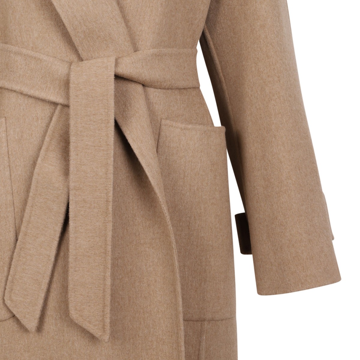 Belted Wool Coat In Camel