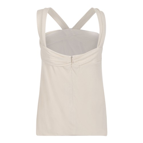 Ecru Draped Sleeveless Top In Viscose 2