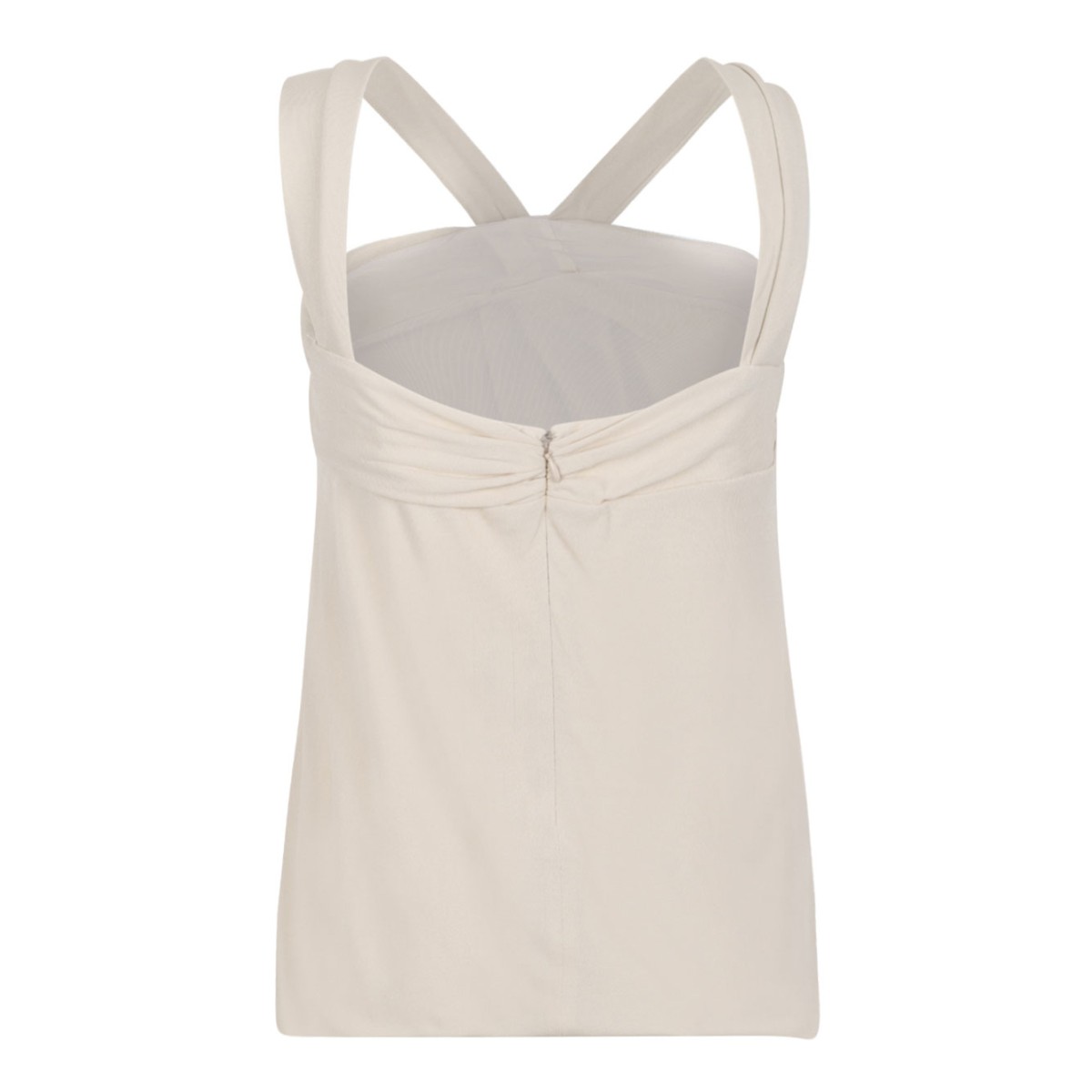 Ecru Draped Sleeveless Top In Viscose