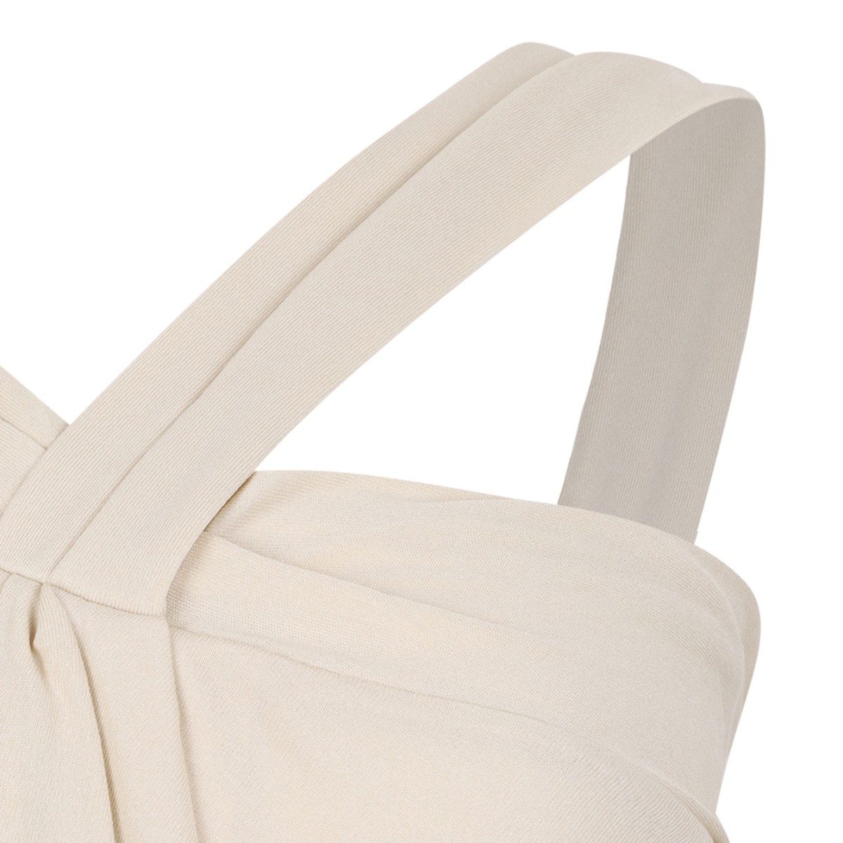 Ecru Draped Sleeveless Top In Viscose