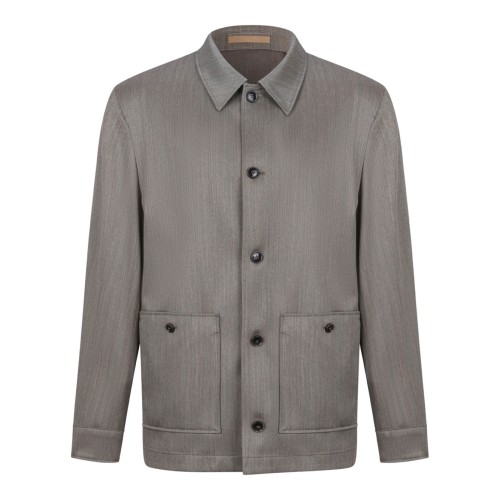 Open Green Relaxed-Fit Overshirt In Water-Repellent Wool