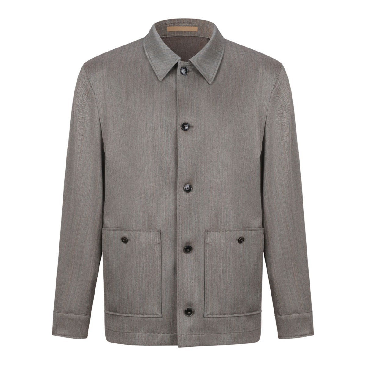 Open Green Relaxed-Fit Overshirt In Water-Repellent Wool
