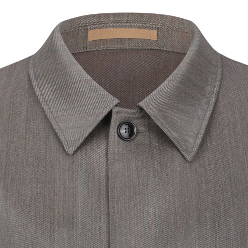 Open Green Relaxed-Fit Overshirt In Water-Repellent Wool