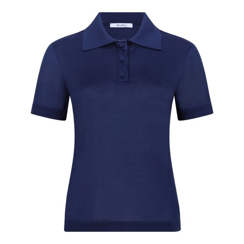Navy Blue Short-Sleeve Polo In Silk