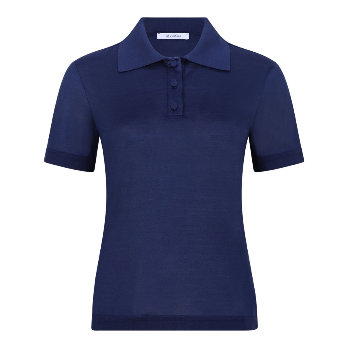 Navy Blue Short-Sleeve Polo In Silk