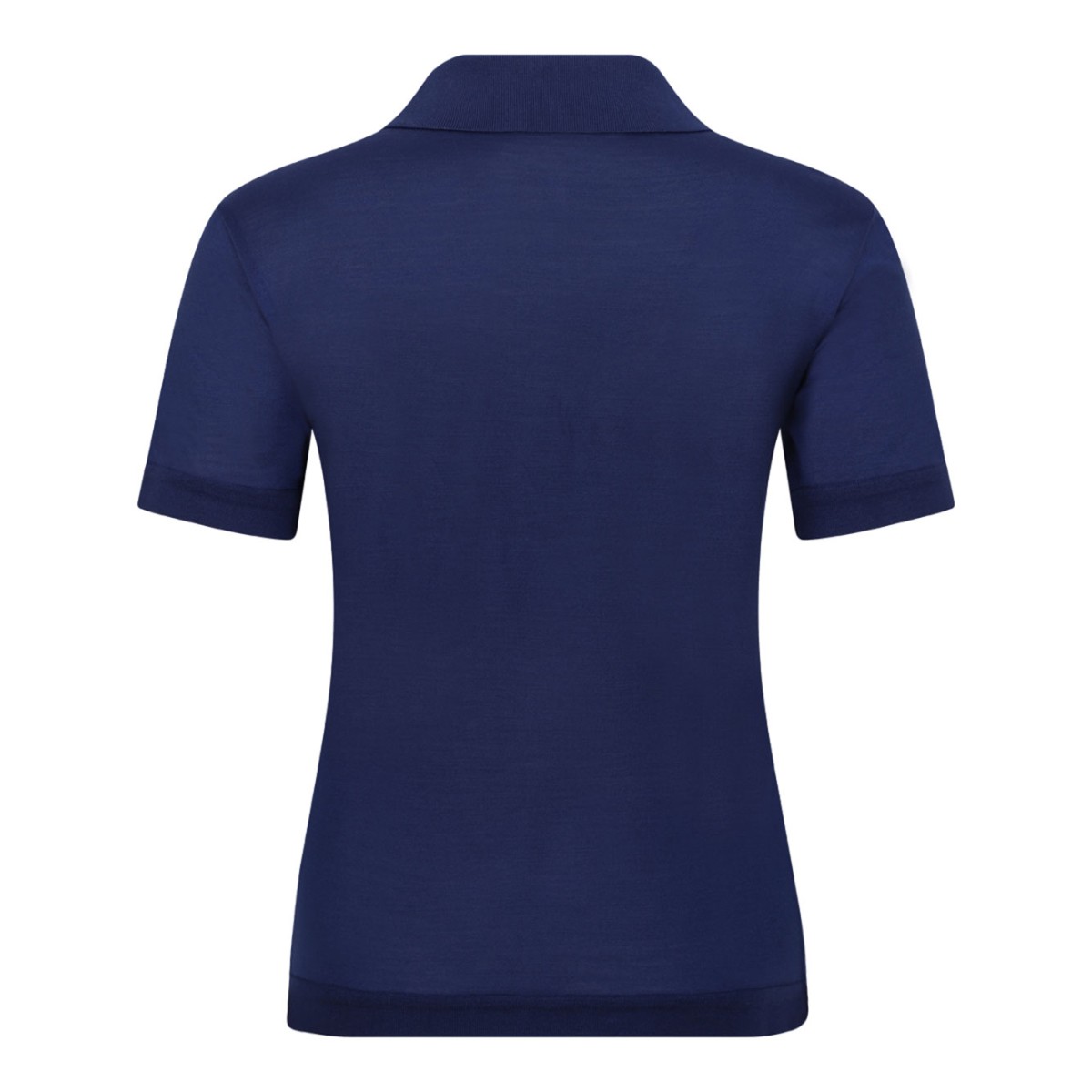 Navy Blue Short-Sleeve Polo In Silk