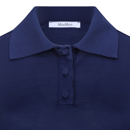Navy Blue Short-Sleeve Polo In Silk