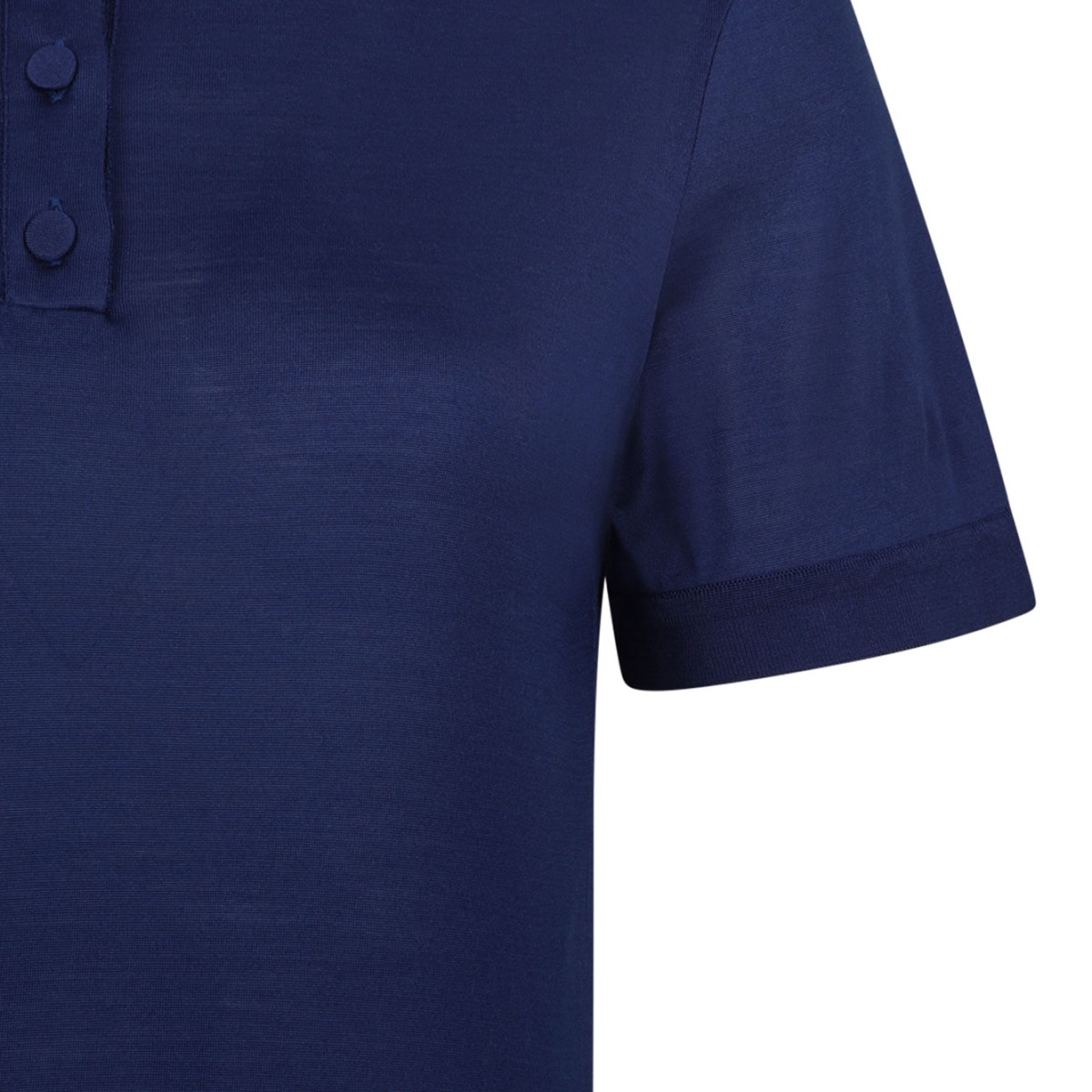 Navy Blue Short-Sleeve Polo In Silk