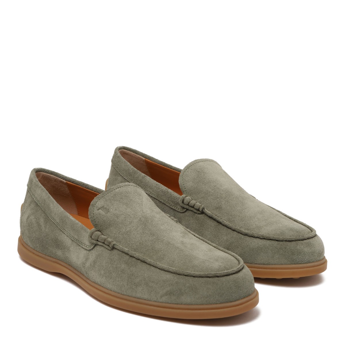 Dark Green Slipper Loafers In Suede