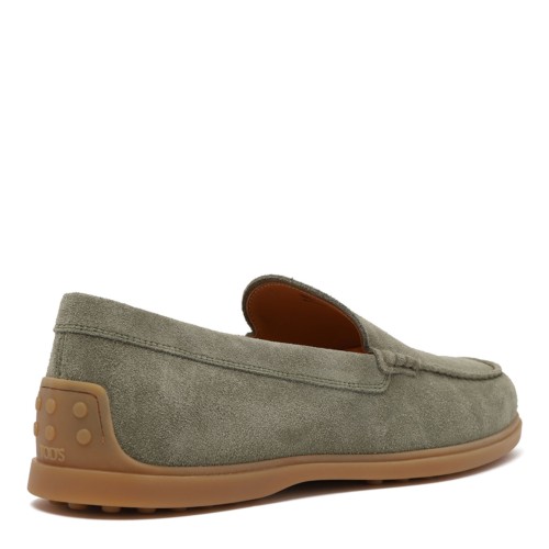 Dark Green Slipper Loafers In Suede