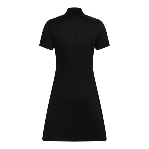 Black Zip Front Short Sleeve Dress