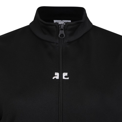 Black Zip Front Short Sleeve Dress