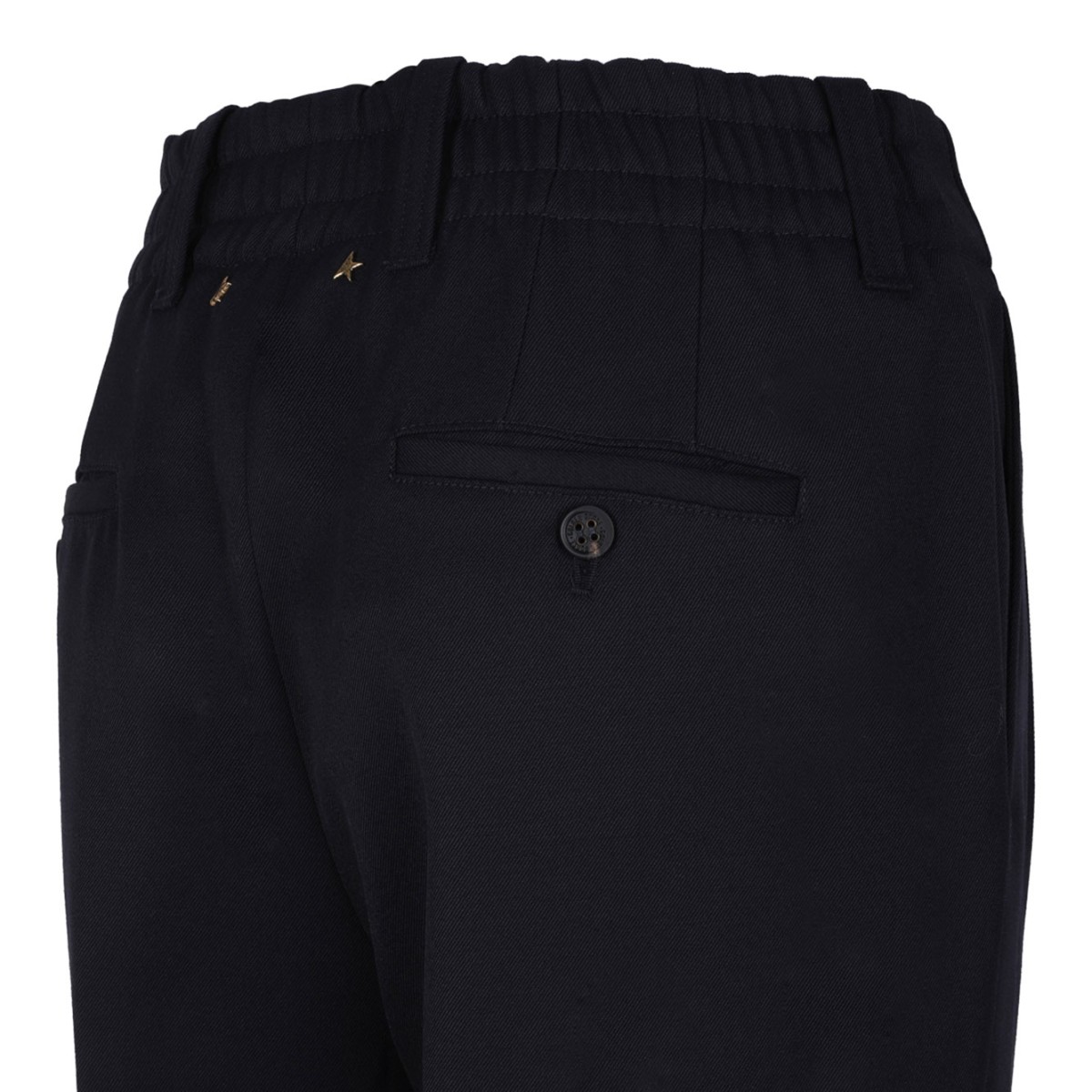 Navy Blue Loose Fit Straight Leg Trousers