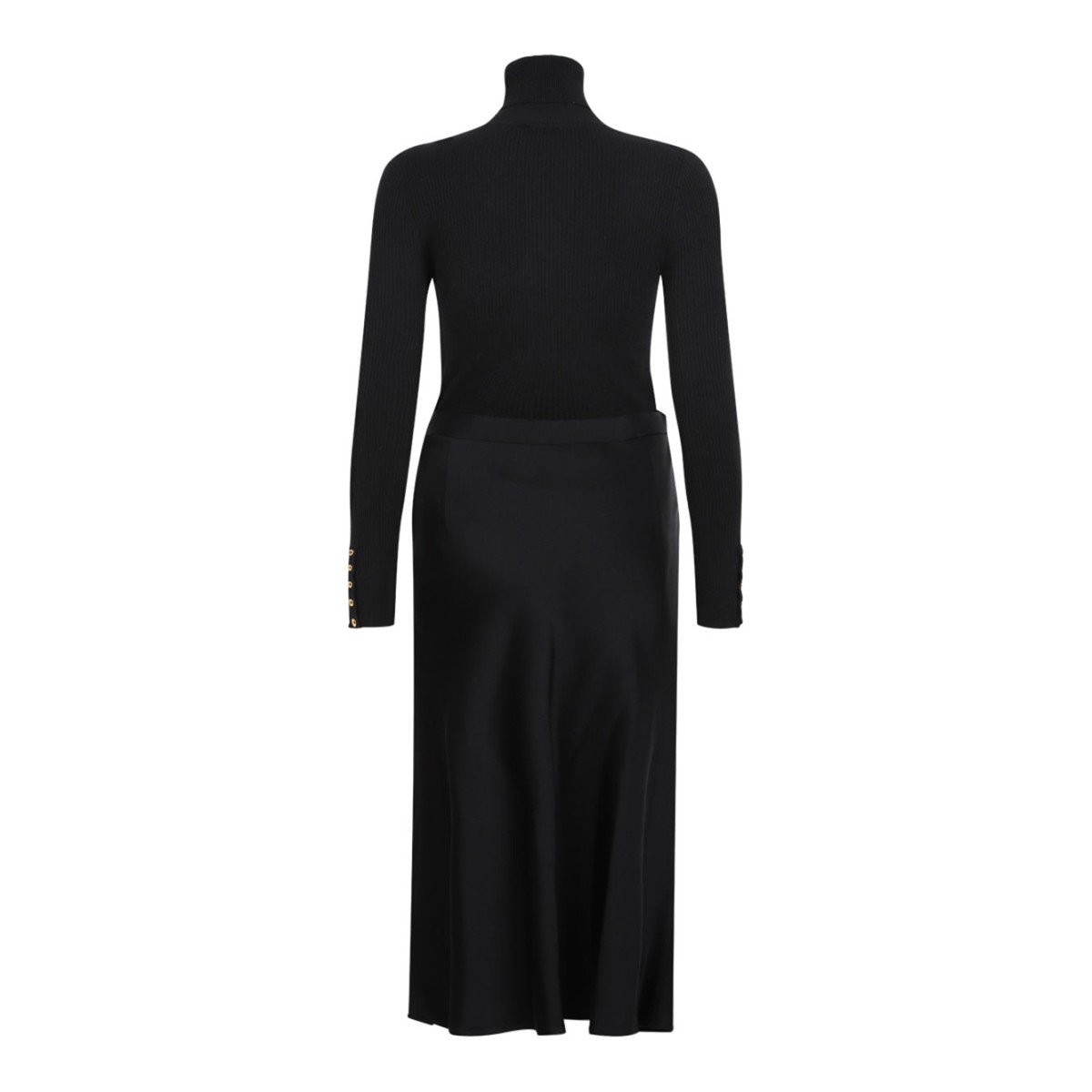 Black Logo Plaque Midi Dress